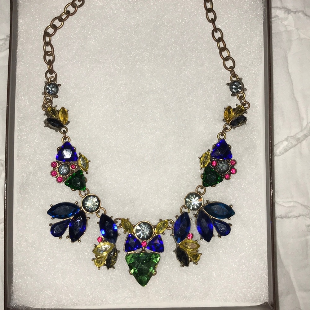 Multi-color gemstone statement necklace